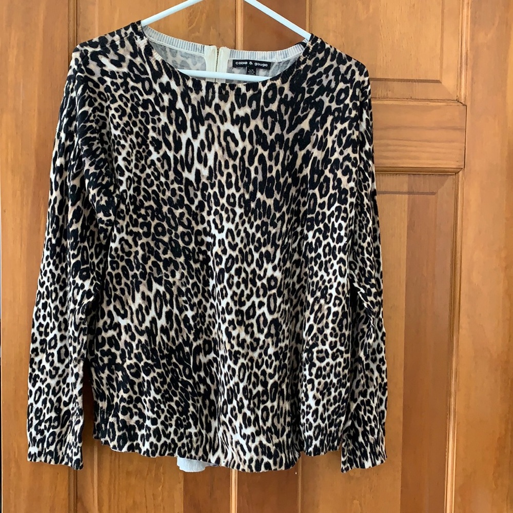 Cable and Gauge leopard print sweater